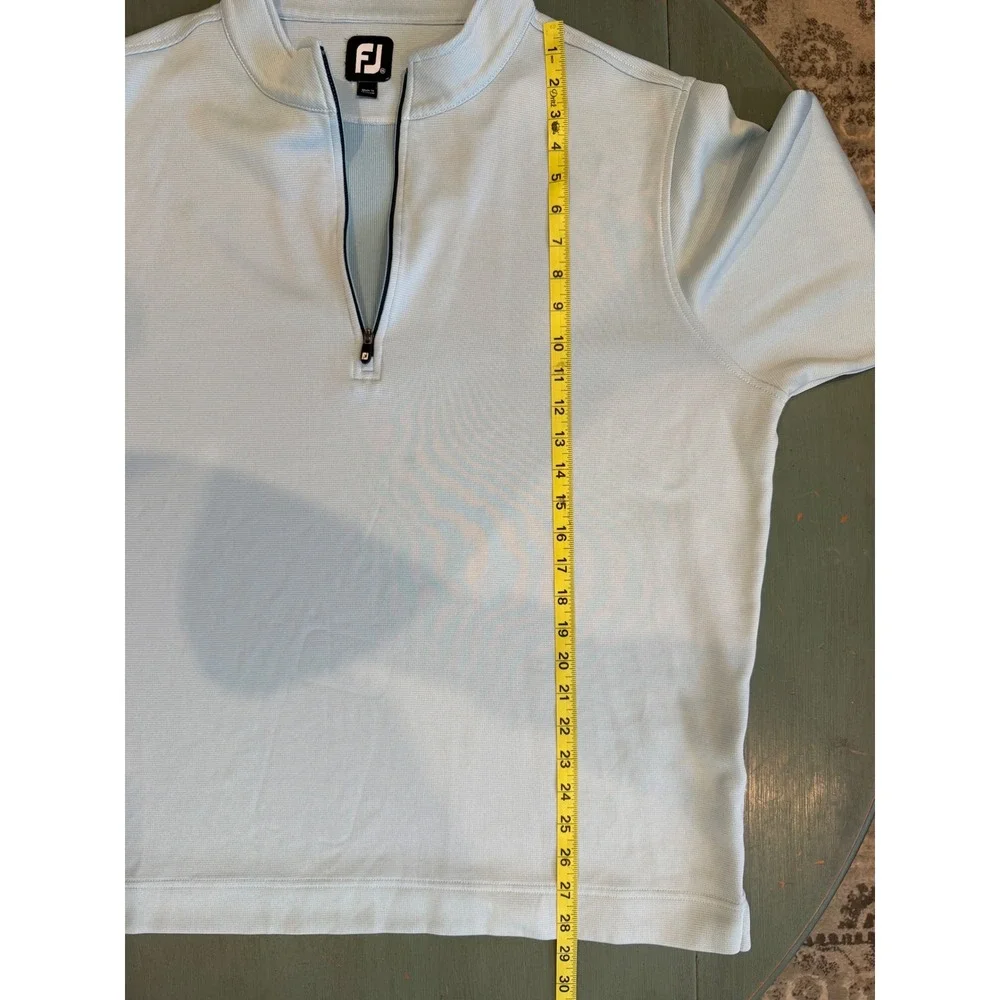 FootJoy Mens XXL Light Blue Quarter Zip Golf Pullover Long Sleeve Textured Knit